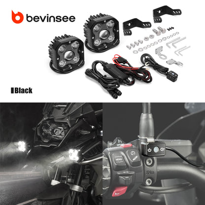 BEVINSEE 2x LED Auxiliary Lights Driving Fog Spot Light 3600 Lumen 6500K