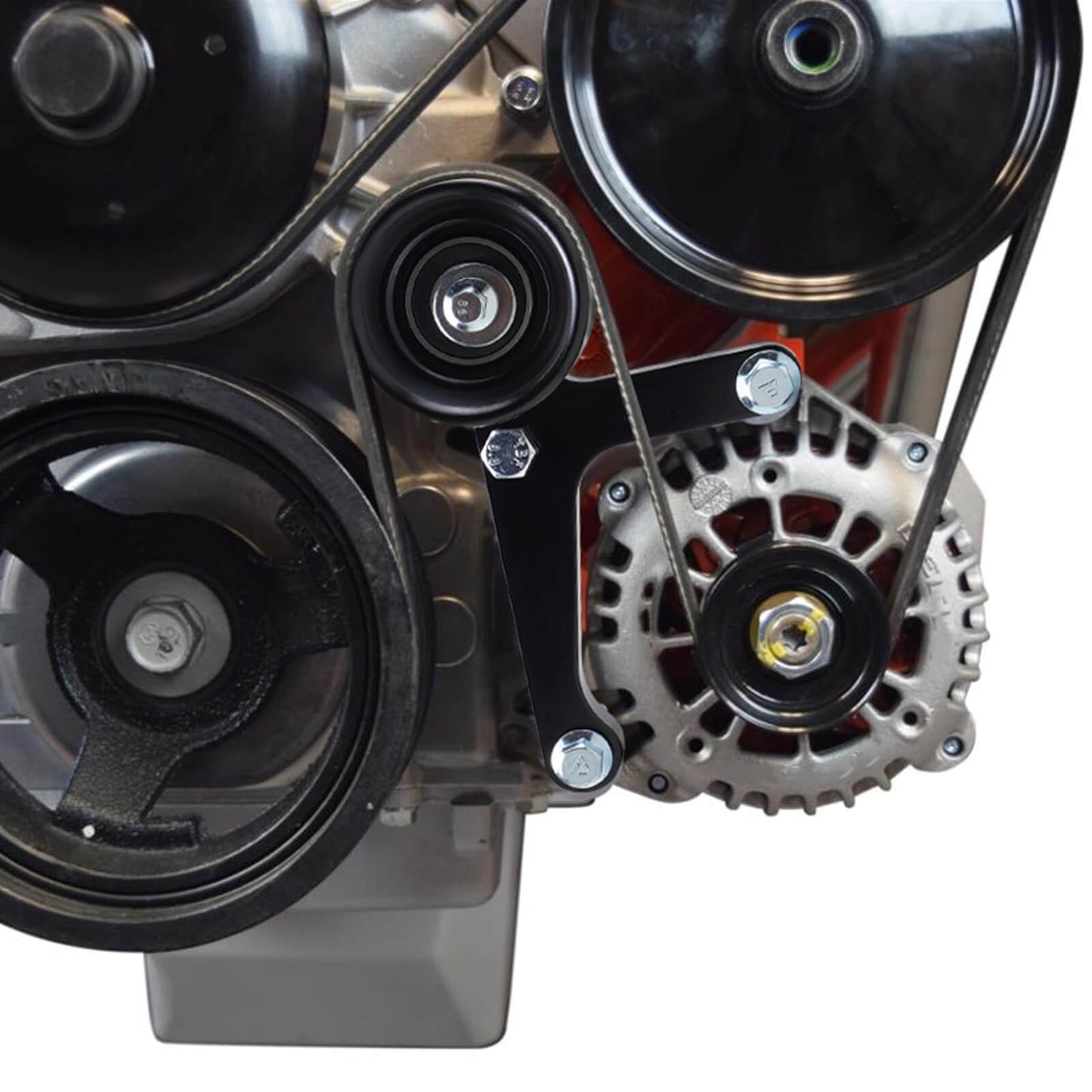 BEVINSEE LS Truck Low Mount Alternator Bracket with Pulley and Rear Brace For LSX