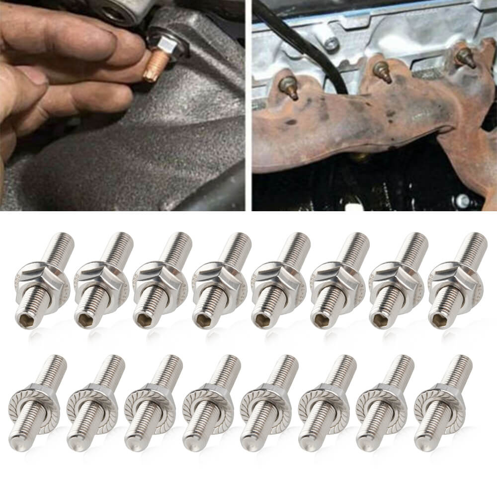 16 PCS M8 Stainless Manifold Stud For Ford 4.6L 5.4L Engines