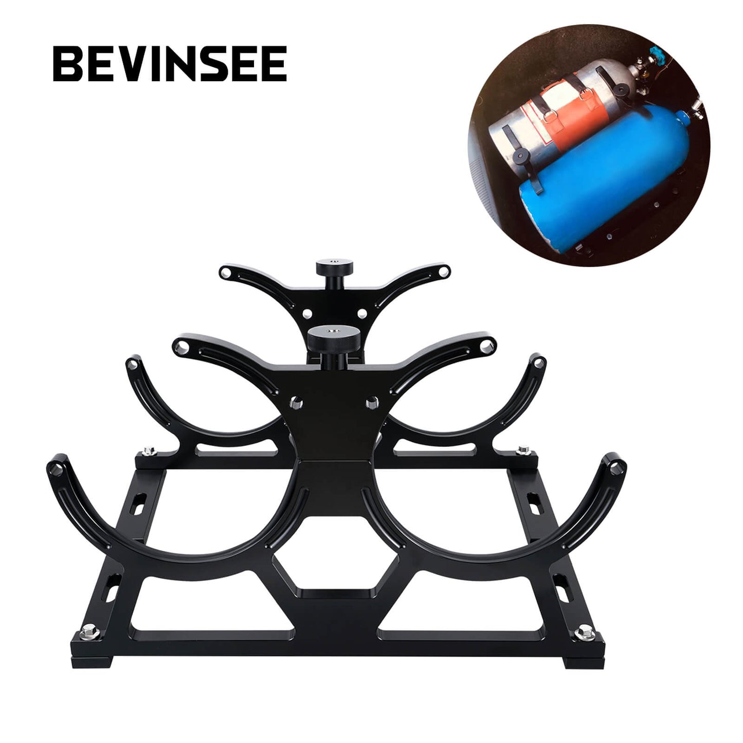 Billet Aluminum 7" Dual Double Nitrous Oxide NOS Bottle Bracket Holder