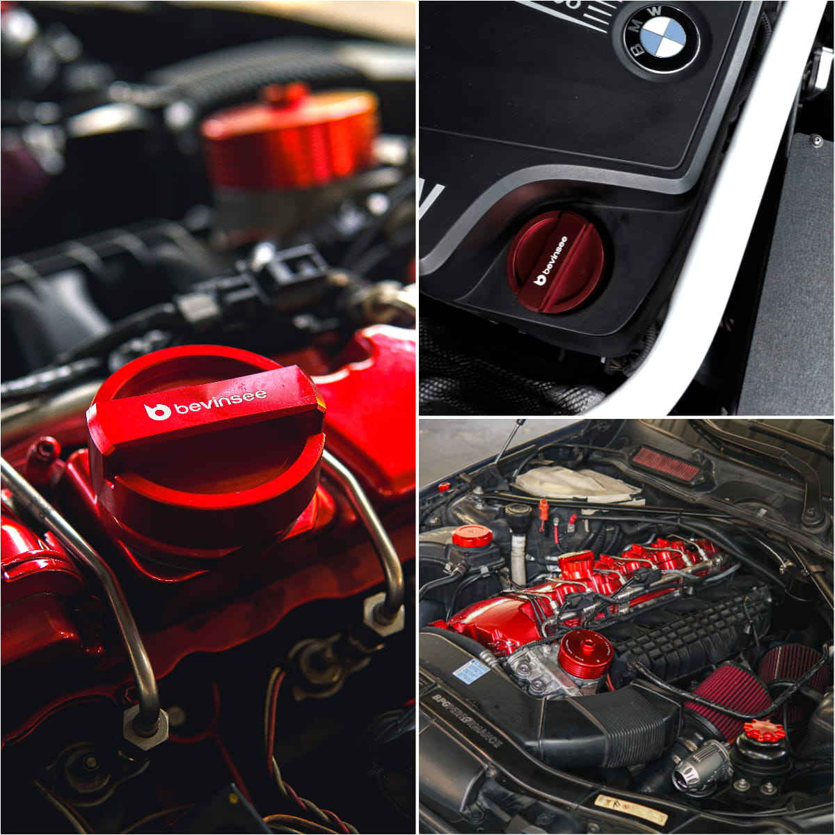 BEVINSEE Aluminum Engine Oil Filler Neck Sealing Cap For BMW E36 E46 E90 E92 Z4 E85