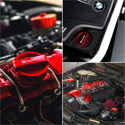 BEVINSEE Aluminum Engine Oil Filler Neck Sealing Cap For BMW E36 E46 E90 E92 Z4 E85