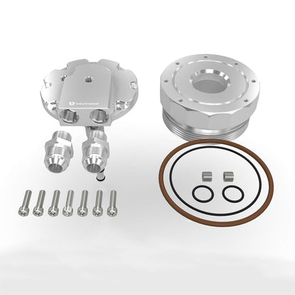 BEVINSEE Oil Filter Lid Cap With Cooler Fittings and Sensor Ports for BMW M52/M54/M56