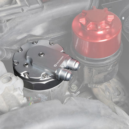 BEVINSEE Oil Filter Lid Cap With Cooler Fittings and Sensor Ports for BMW M52/M54/M56