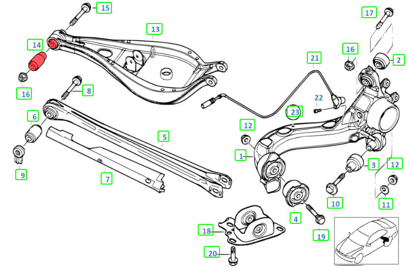 Poly Rear Upper Inner Control Arm bushing For BMW E36 E46 Z4 E85 X3 E83