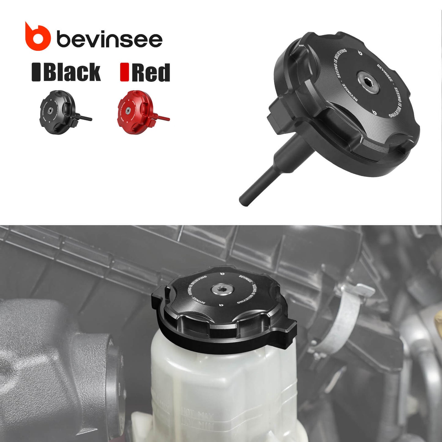 BEVINSEE Power Steering Fluid Reservoir Cap For Toyota 4Runner