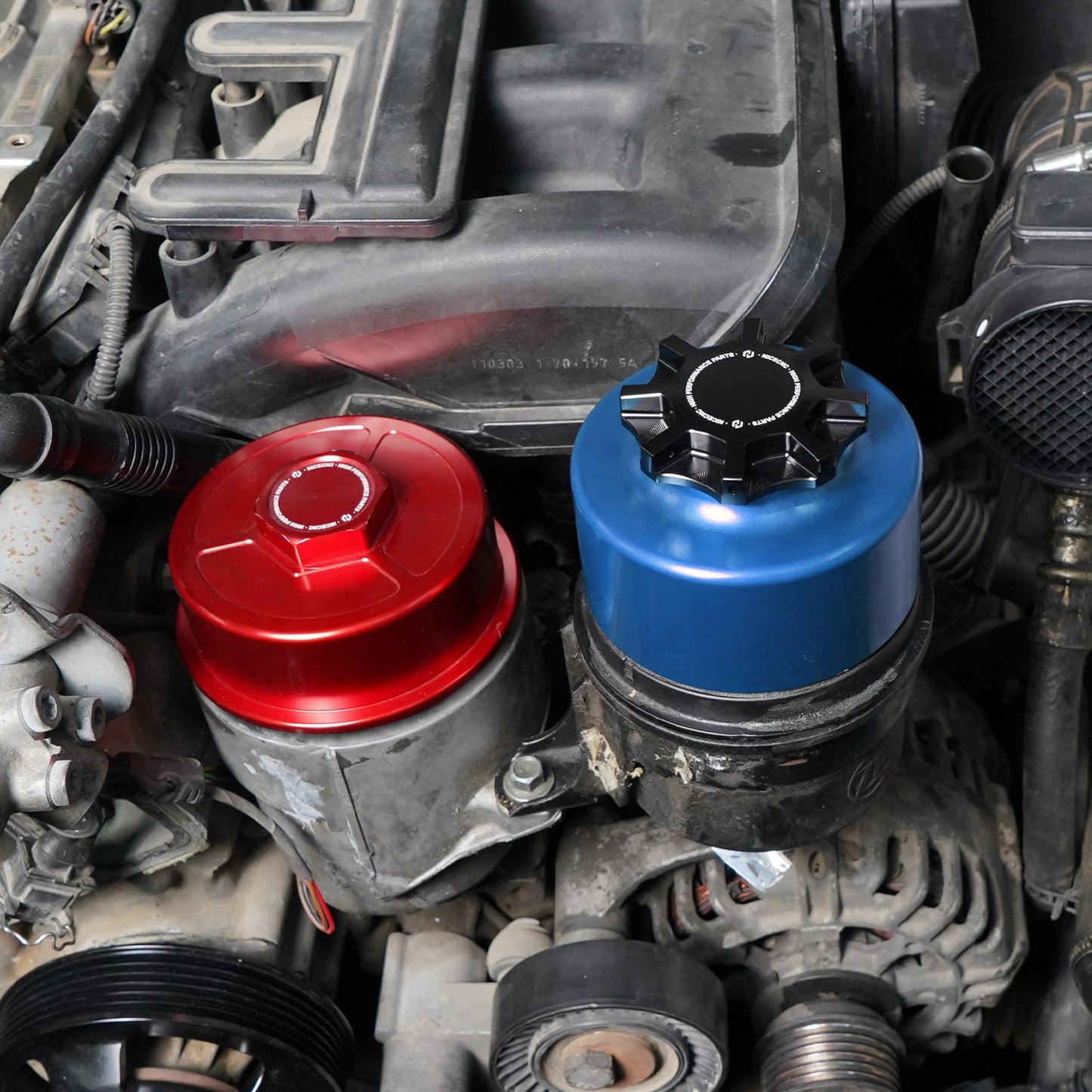 Aluminum Power Steering Reservoir Set For BMW E46 E60 E90 M3 E87 E88 E83 E84