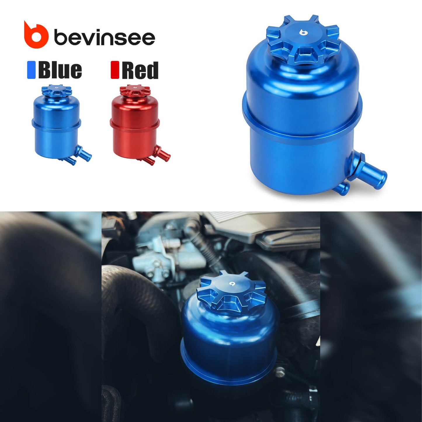 Billet Aluminum Power Steering Reservoir Upgrade Kit For BMW E90 E92 335i E82 E88 135i 1M M3 M5