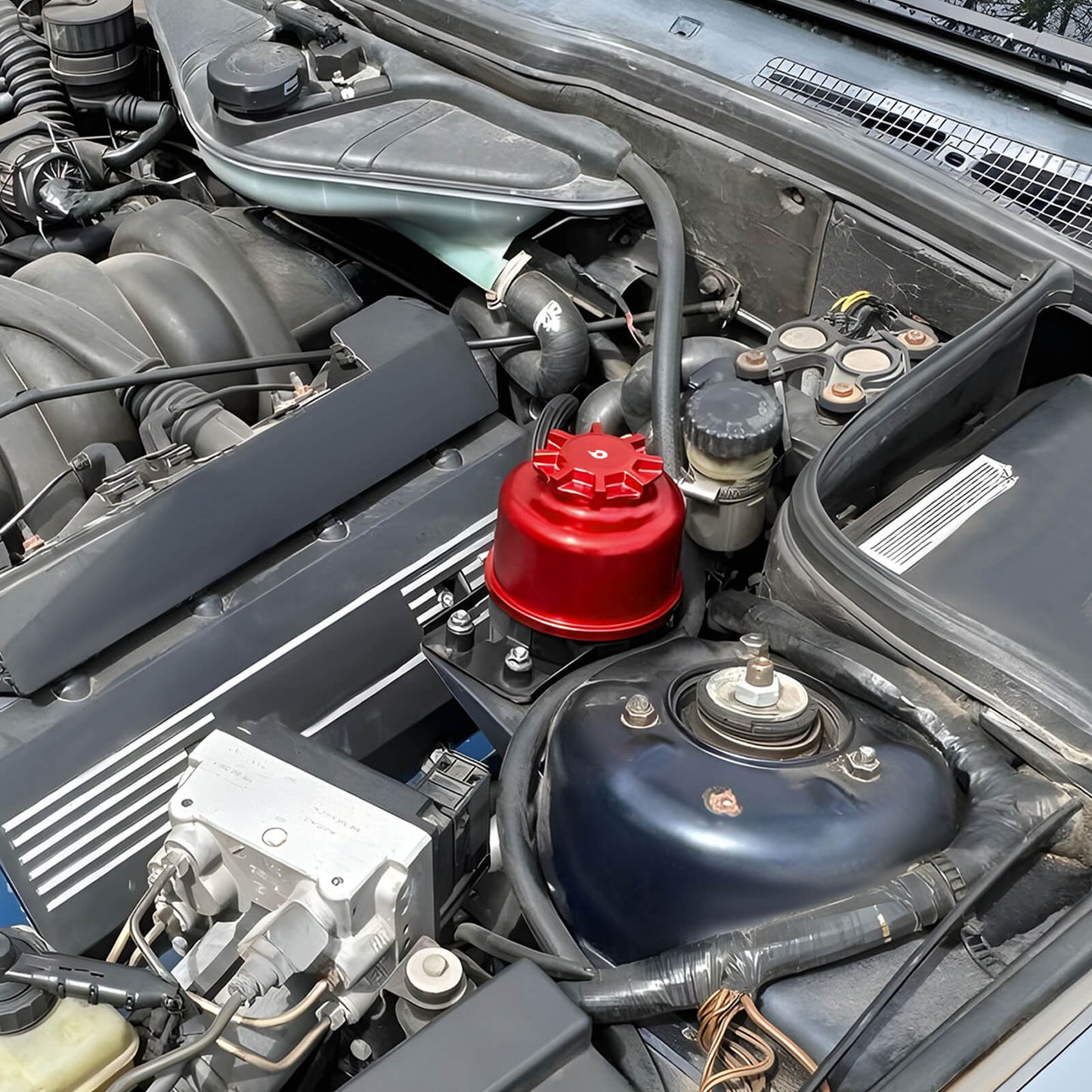 BEVINSEE Power Steering Reservoir Upgrade Kit For BMW E9X E8X E39 E60 E46 E36 X1 X3