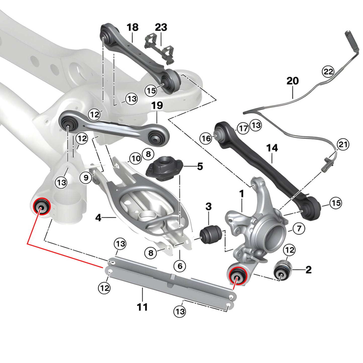 Rear Trailing Arm Bearing Set Upgrade For BMW E9X E90 E92 M3 E82 E87 E88 1M