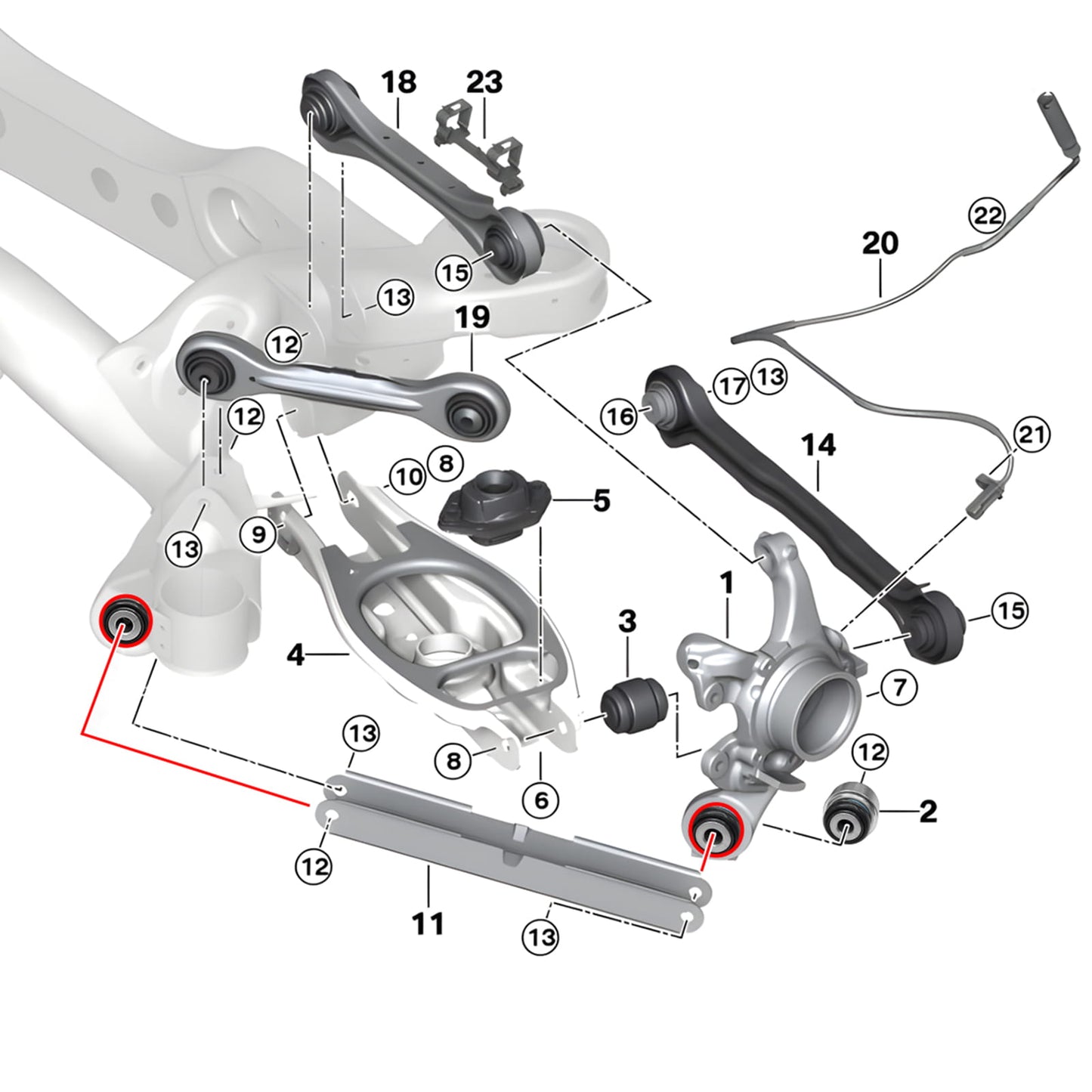 Aluminum Rear Trailing Arm Set & Bearings For BMW E82 E87 E88 E90 E92 M3 1M 335i 135i X1 E84