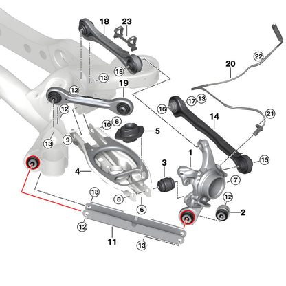 Aluminum Rear Trailing Arm Set & Bearings For BMW E82 E87 E88 E90 E92 M3 1M 335i 135i X1 E84