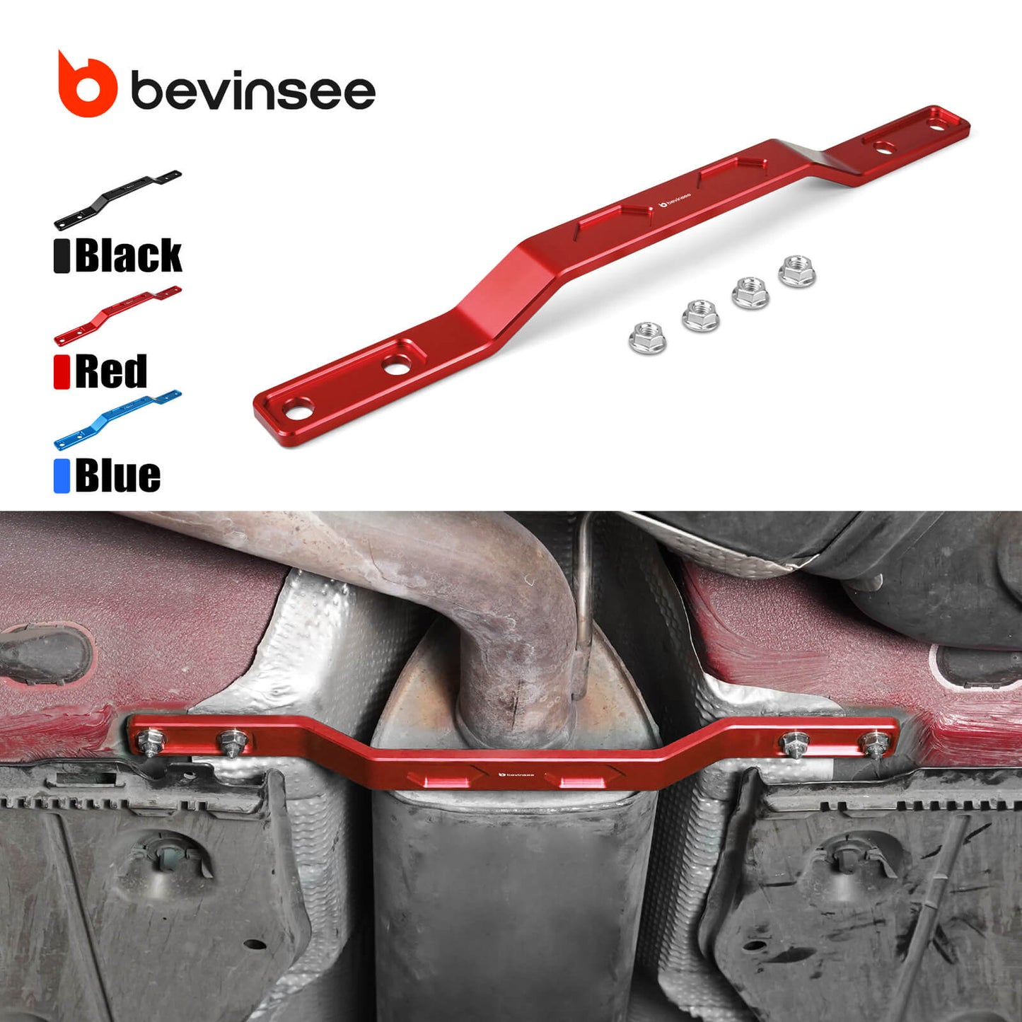 BEVINSEE Rear Tunnel Brace For VW MQB Platform FWD & AWD Left Hand Drive