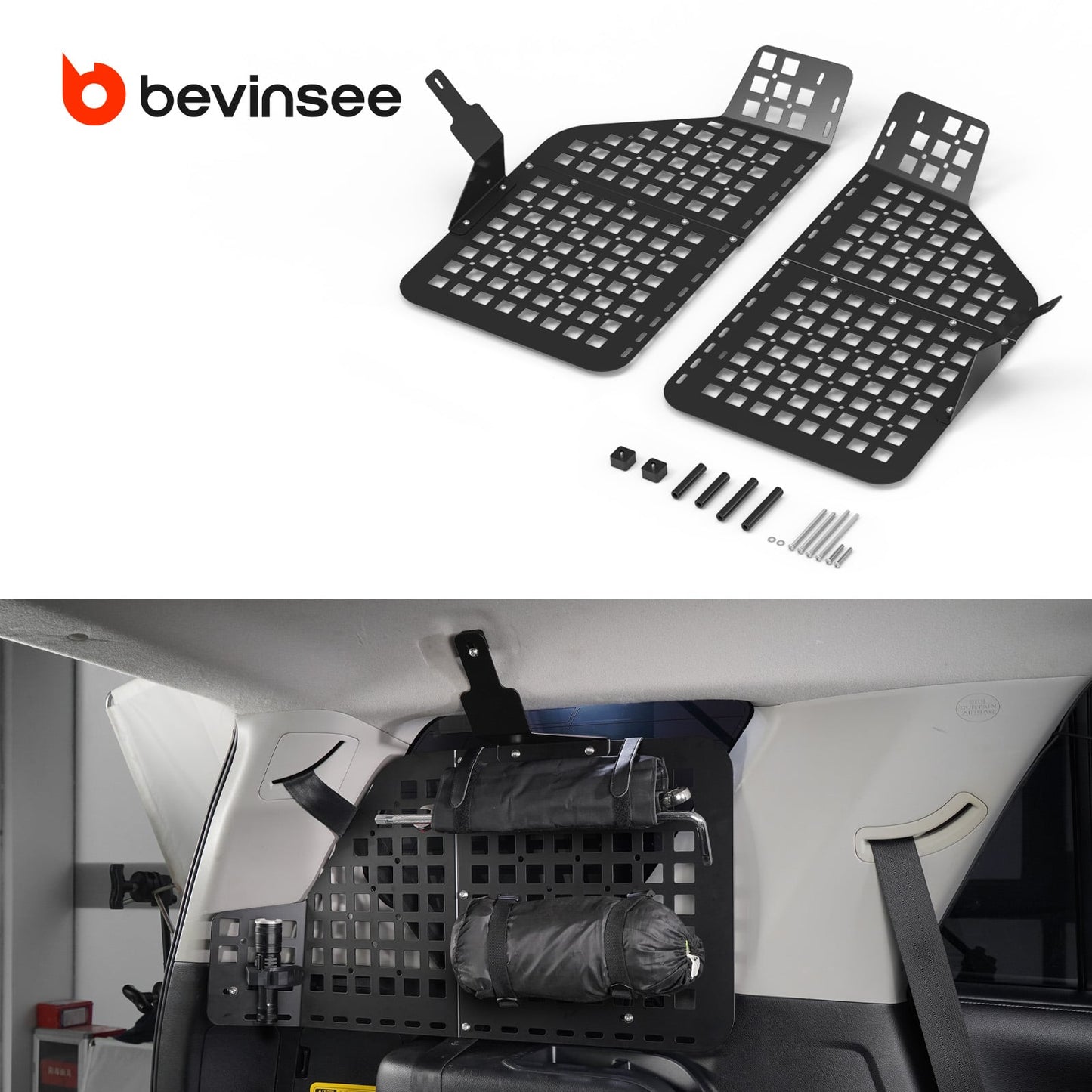 BEVINSEE Rear Window Storage Panel For Toyota 4Runner 2010-2024
