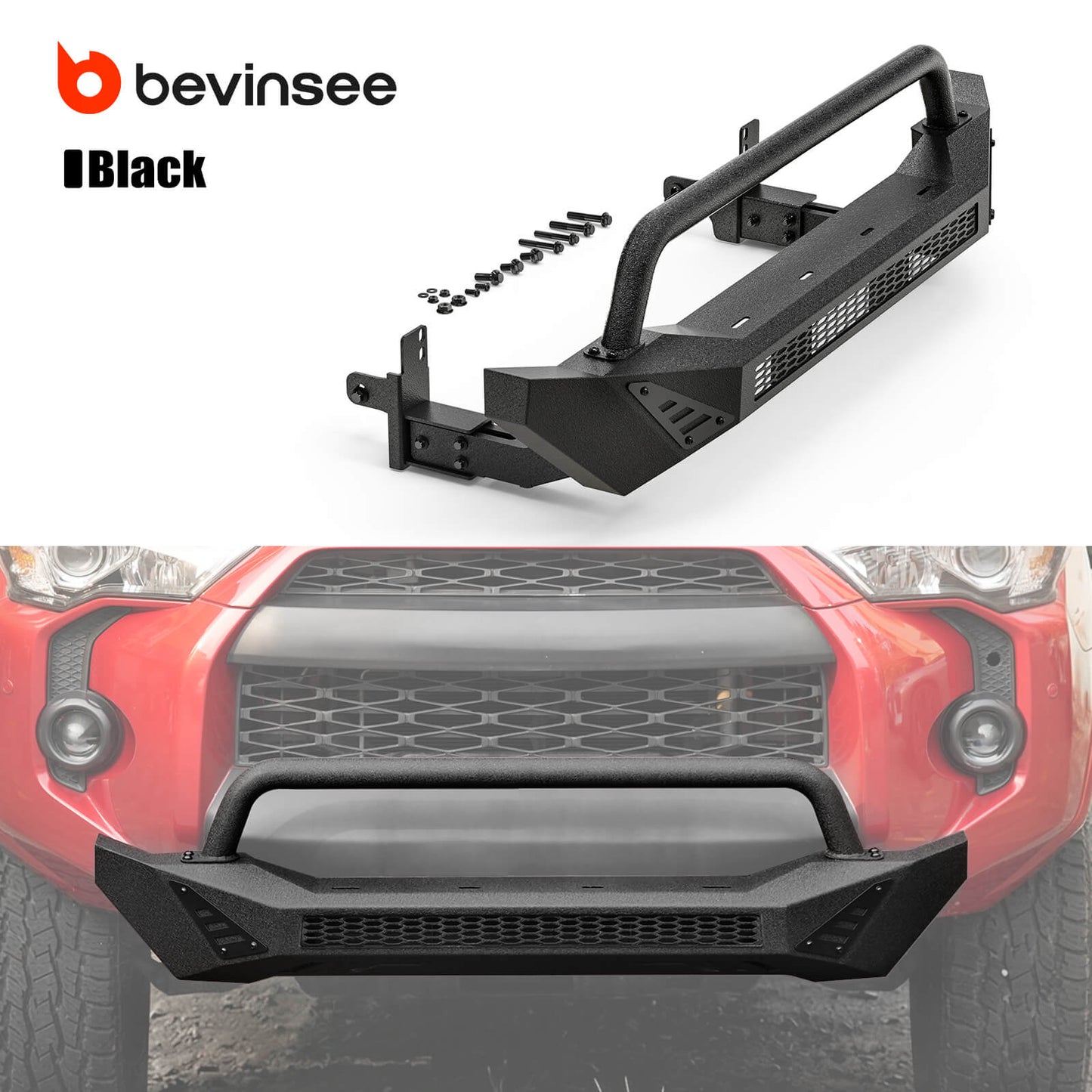 BEVINSEE Rugged Front Bumper For 4Runner 2010-2024