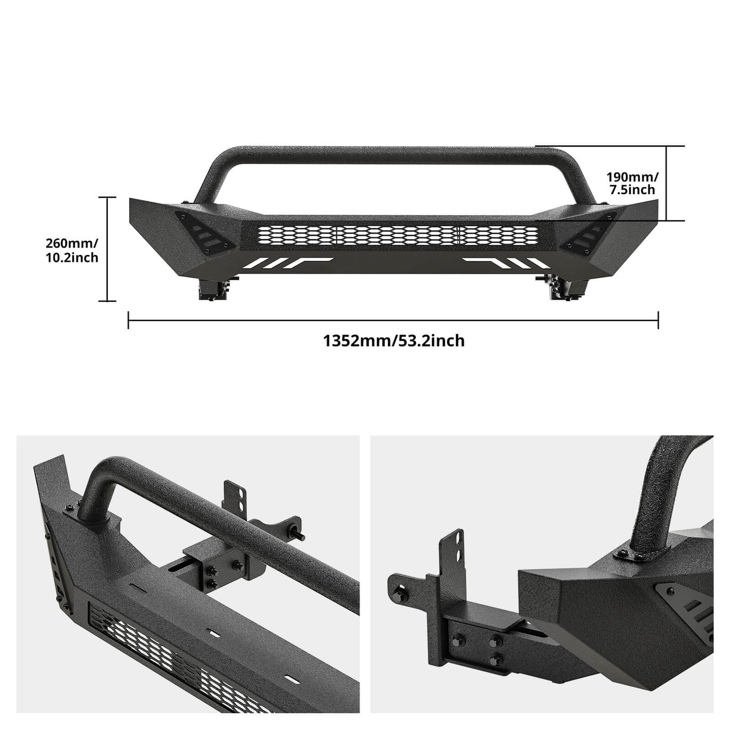 BEVINSEE Rugged Front Bumper For 4Runner 2010-2024