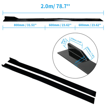 Universal Black Side Skirt Extension Rocker Splitters Diffuser Lip