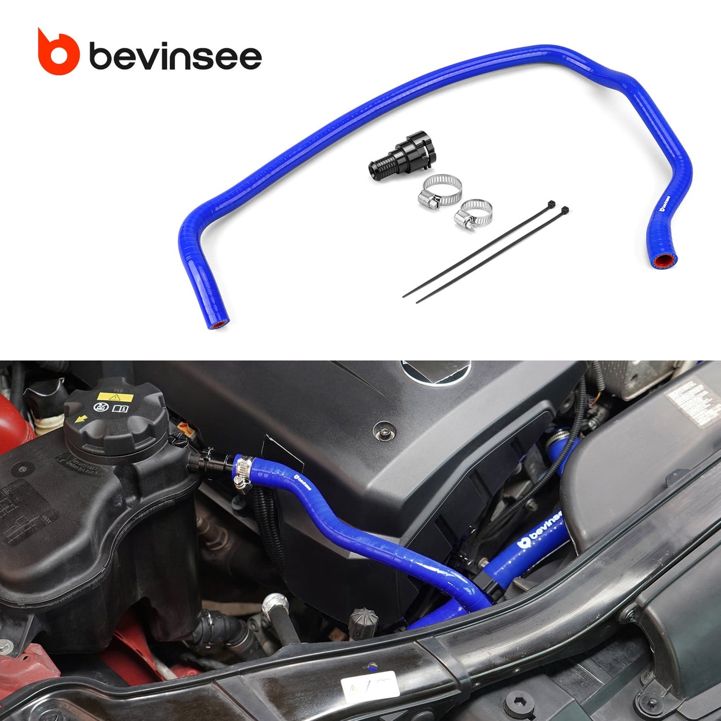 Silicone Coolant Expansion Tank Hose With Aluminum Flange For BMW E90 E92