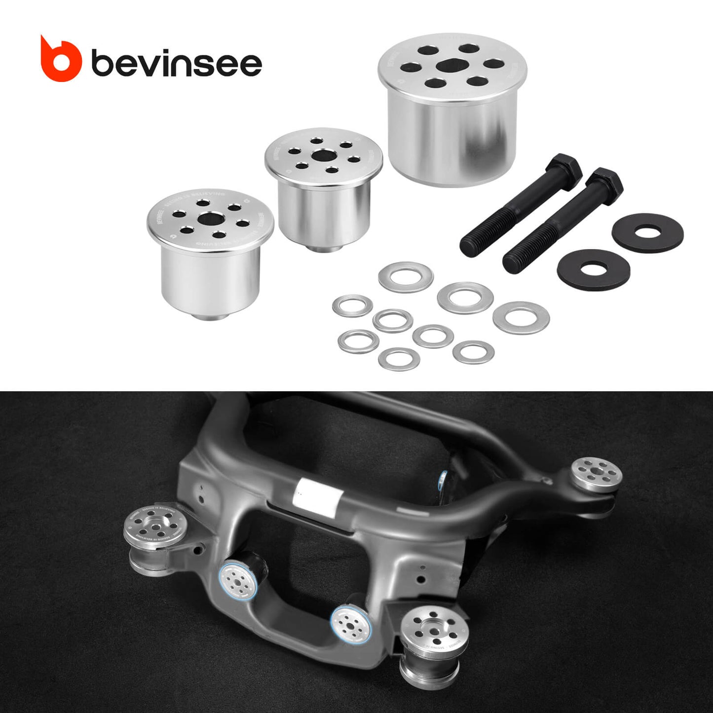 BEVINSEE Solid Differential Mount Bushing Set For BMW E46 Non-M