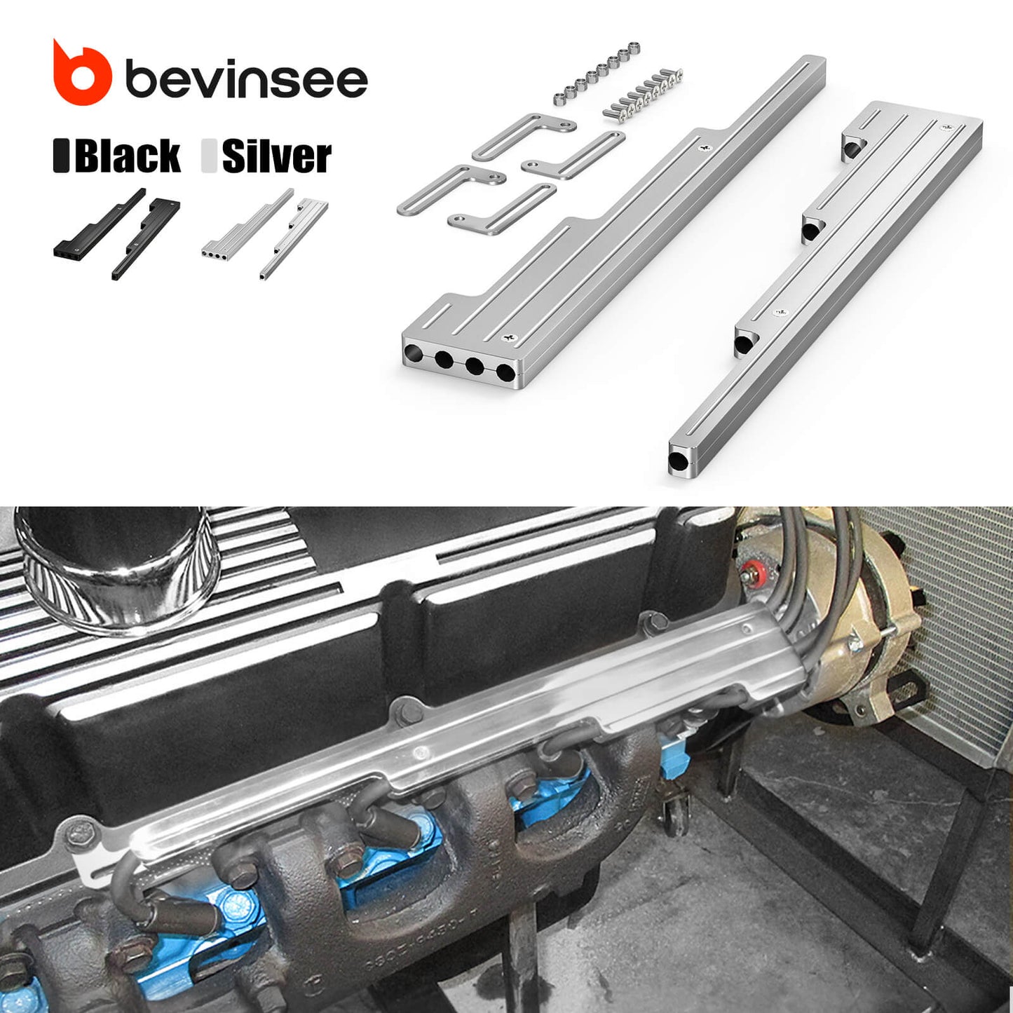 BEVINSEE Spark Plug Wire Looms Holders for Small Block Chevy SBC BBC 350