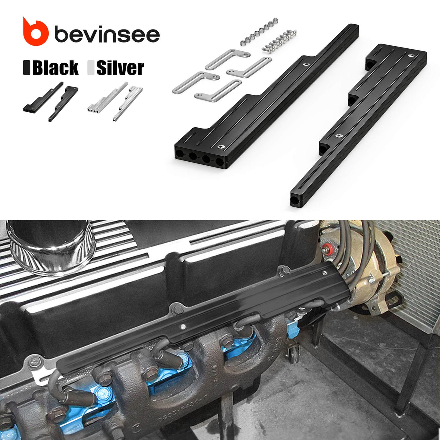 BEVINSEE Spark Plug Wire Looms Holders for Small Block Chevy SBC BBC 350