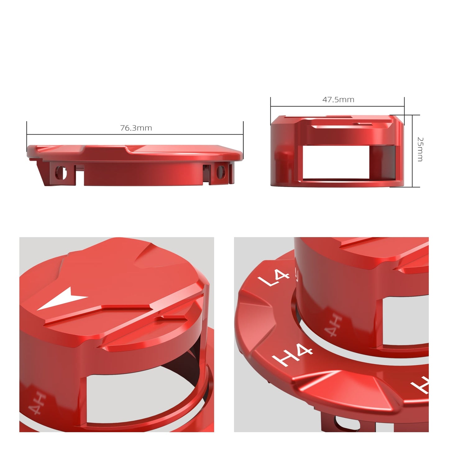 BEVINSEE Transfer Case Dial Knob Cap & Bezel For Toyota 4Runner 2014-2024