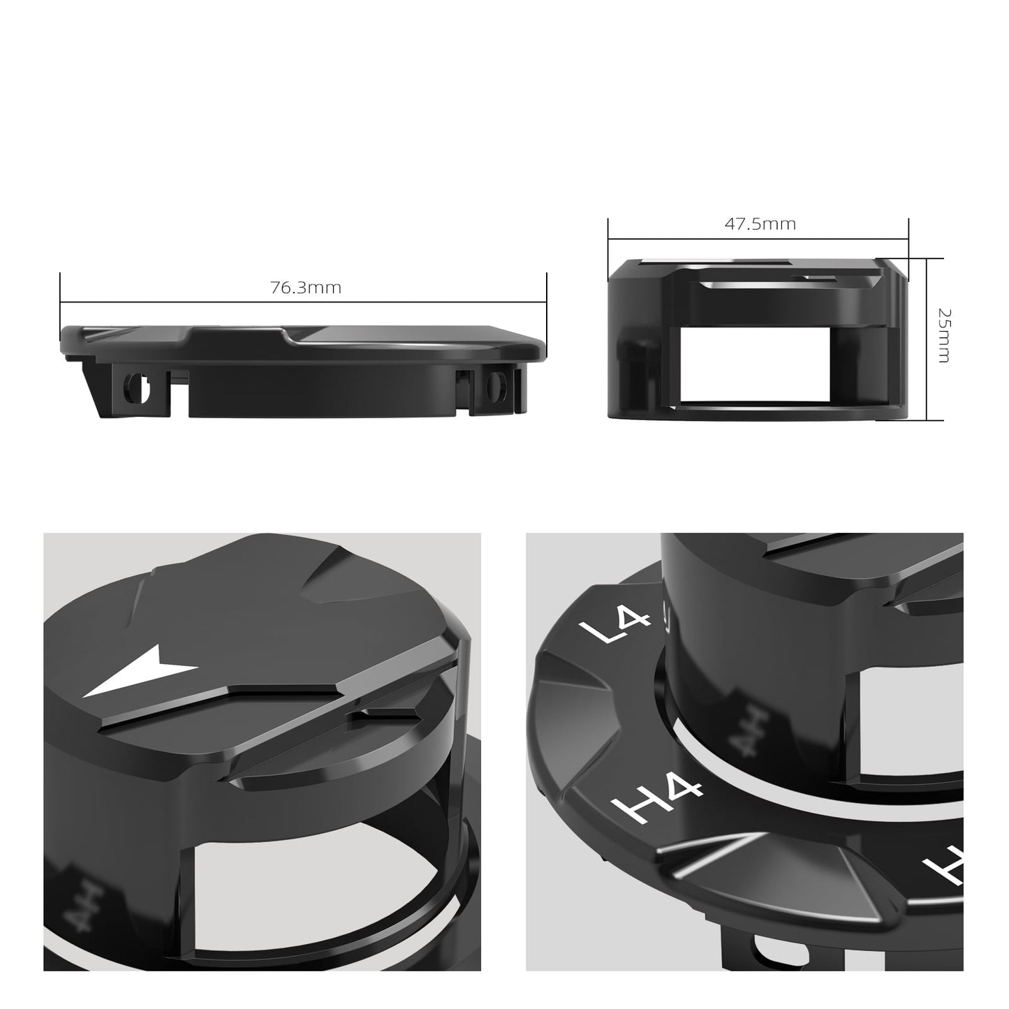 BEVINSEE Transfer Case Dial Knob Cap & Bezel For Toyota 4Runner 2014-2024