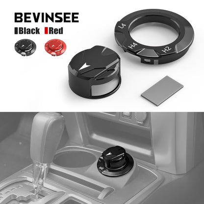BEVINSEE Transfer Case Dial Knob Cap & Bezel For Toyota 4Runner 2014-2024