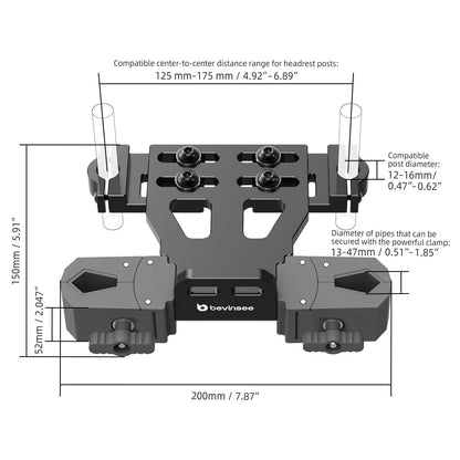 Aluminium Universal Vehicle Headrest Mount Rack For SUVs