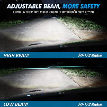 BEVINSEE V55 Upgrade 9006 LED Headlight Bulb 150W/Pair Halogen Replacement
