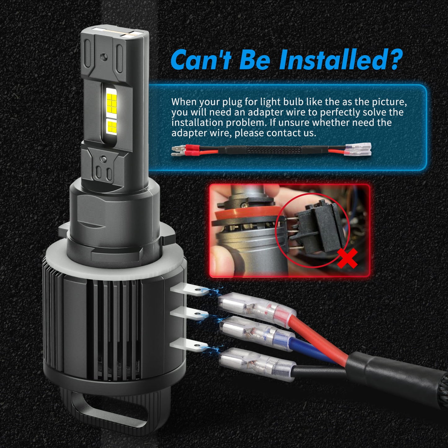 BEVINSEE V55 H15 LED Headlight Bulbs 6000K Super Bright White High Beam DRL Kit