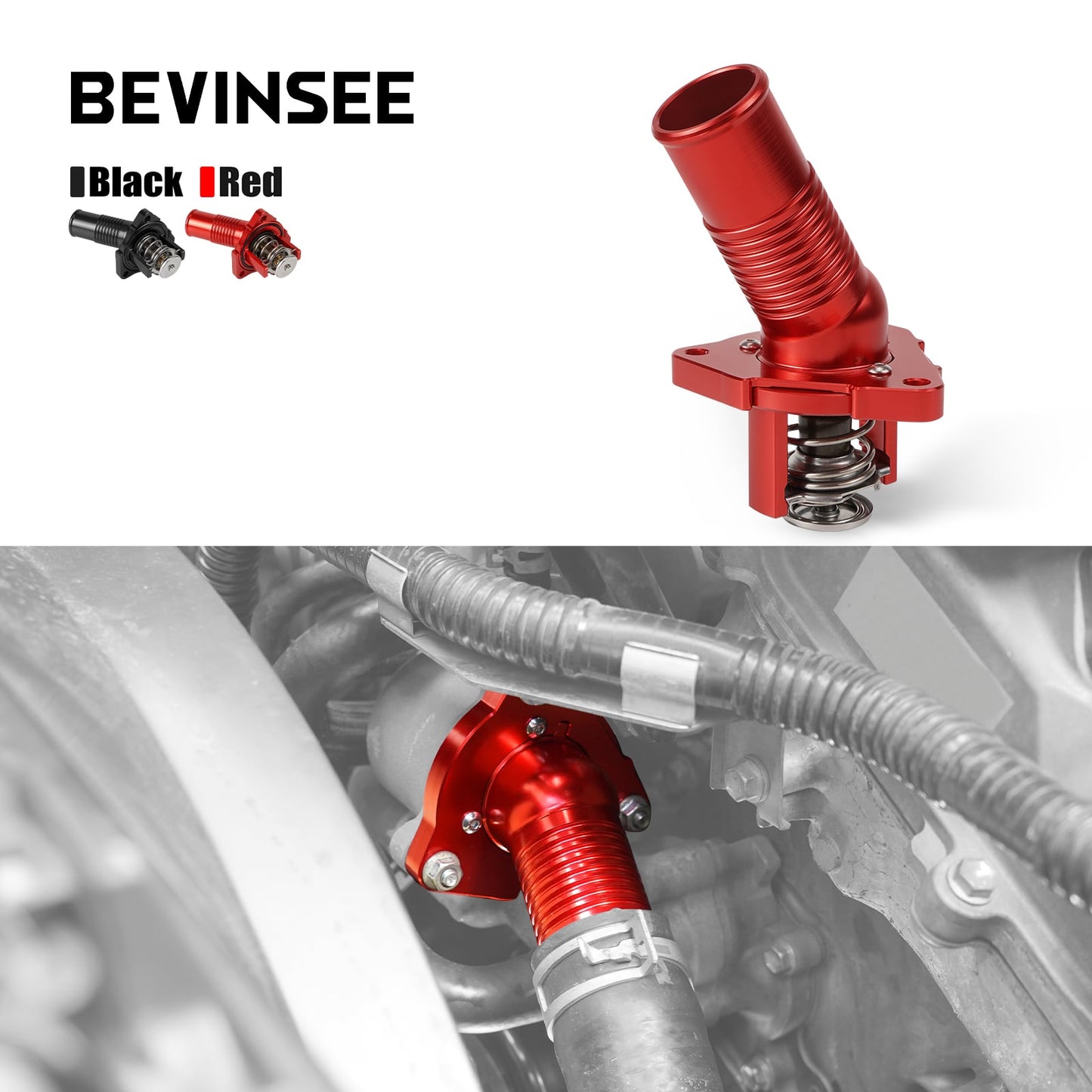 BEVINSEE Water Inlet with Thermostat For Toyota 4Runner 2003-2024