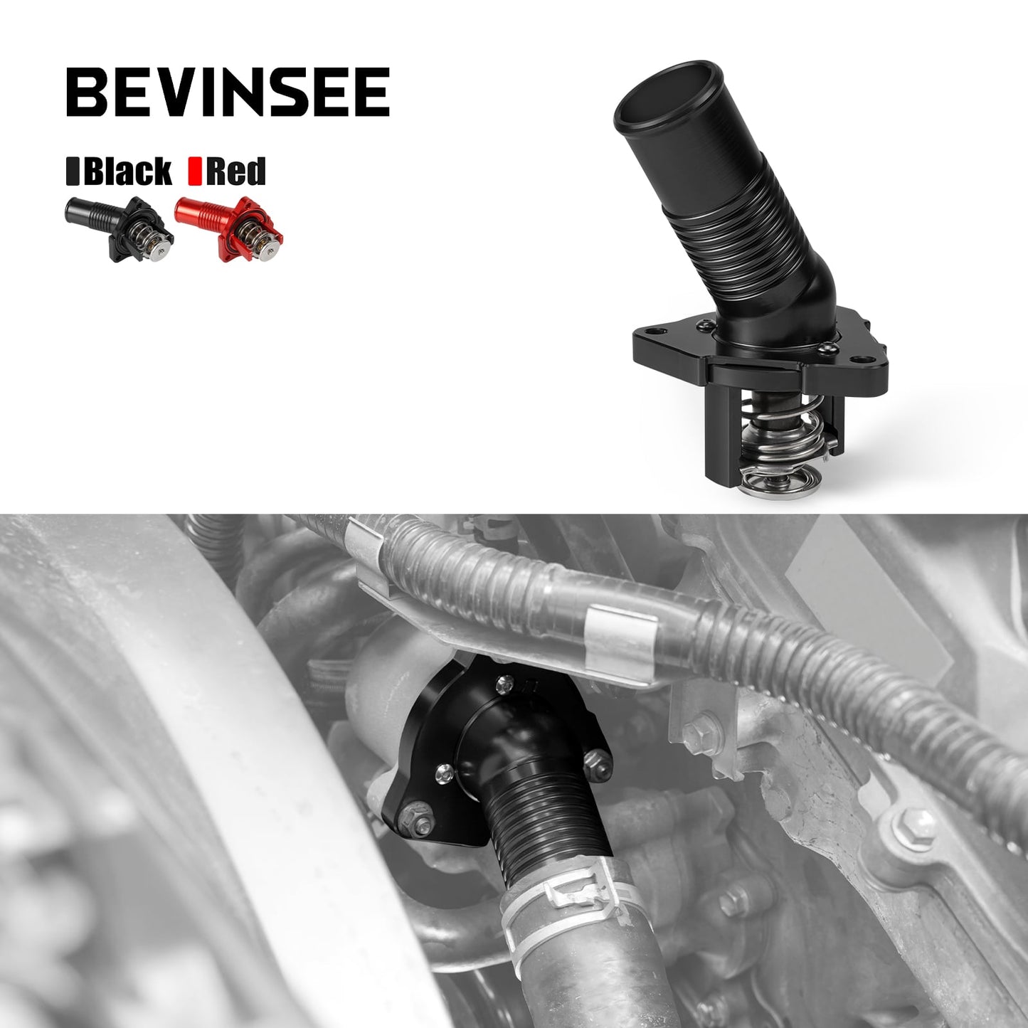 BEVINSEE Water Inlet with Thermostat For Toyota 4Runner 2003-2024