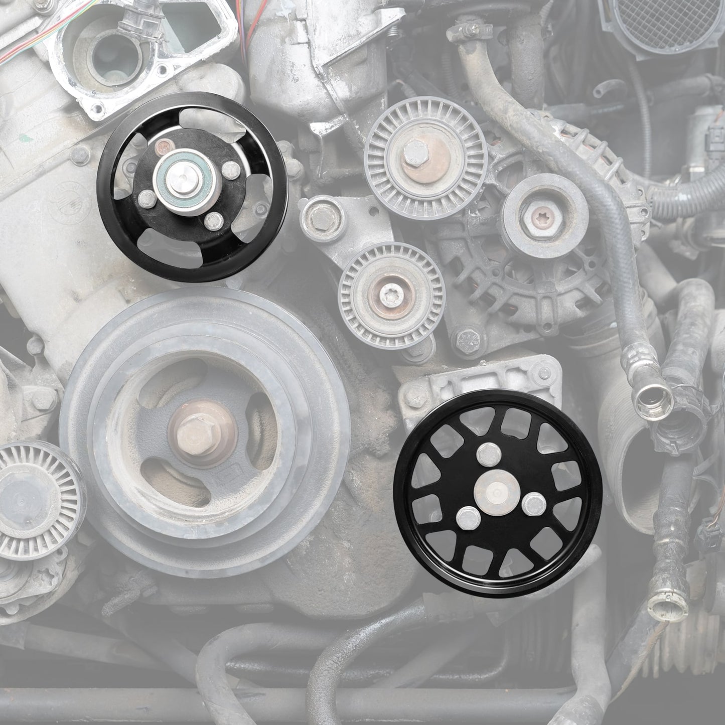 M52TU/M54 Aluminum Water Pump & Power Steering Pump Pulley Kit For BMW E46