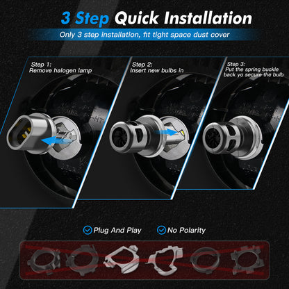 BEVINSEE Z26 880 881 LED Headlight Fog Light Bulbs Canbus Error Free 6000K 70W