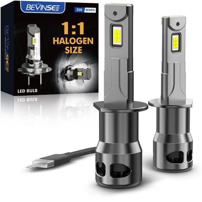 BEVINSEE Z26 H1 LED Headlight Fog Light Bulbs Canbus Error Free 6000K 12000LM