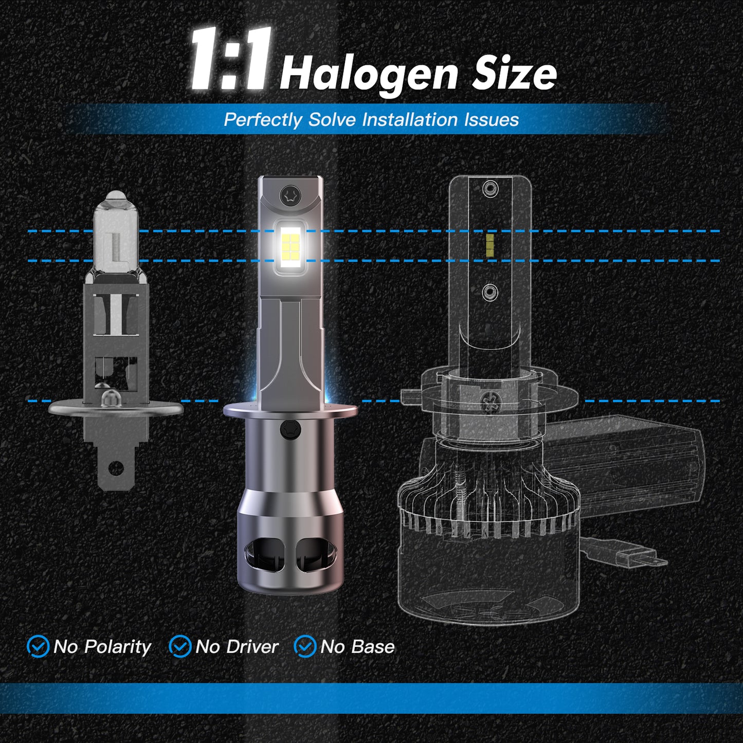 BEVINSEE Z26 H1 LED Headlight Fog Light Bulbs Canbus Error Free 6000K 12000LM