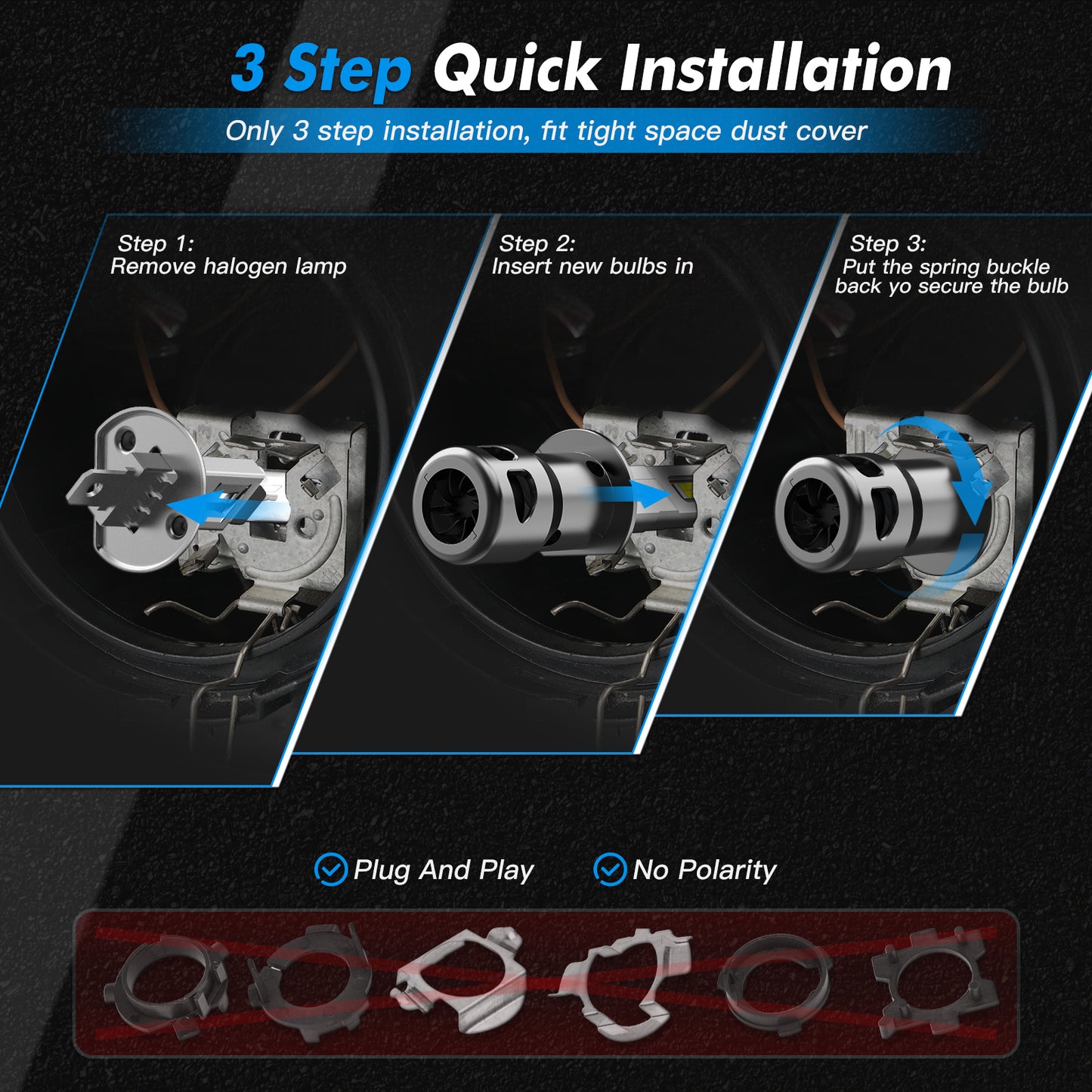 BEVINSEE Z26 H1 LED Headlight Fog Light Bulbs Canbus Error Free 6000K 12000LM