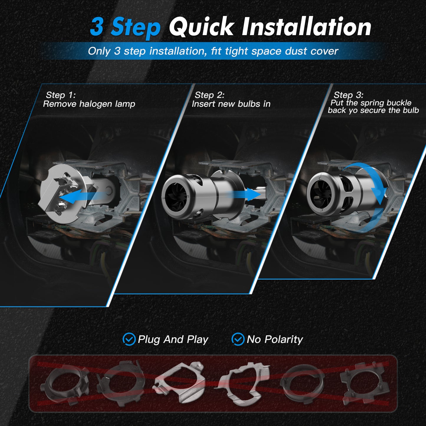 BEVINSEE Z26 H3 LED Headlight Fog Light Bulbs Canbus Error Free 6000K 12000LM
