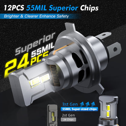 BEVINSEE Z26 HS1 H4 LED Motorcycle Headlight Bulbs Canbus White Light 70W 6000K