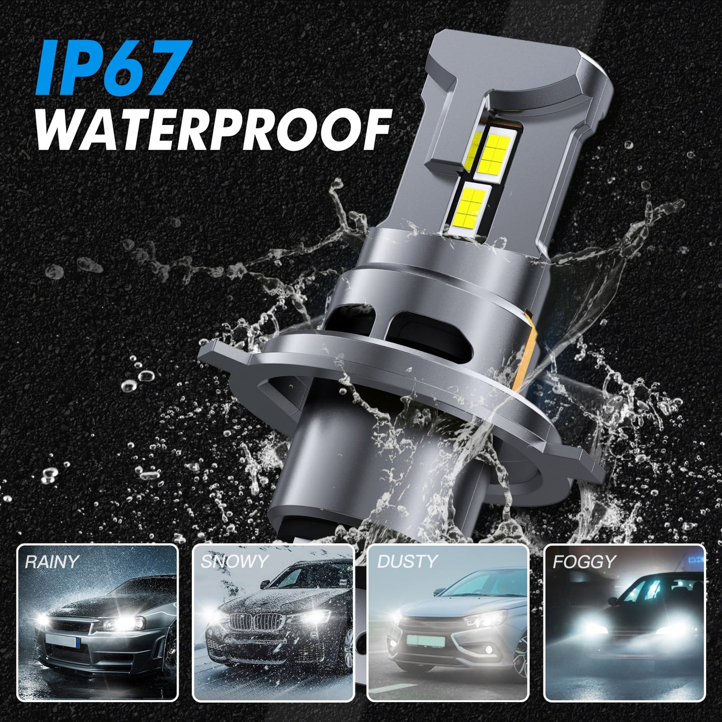 BEVINSEE Z26 HS1 H4 LED Motorcycle Headlight Bulbs Canbus White Light 70W 6000K