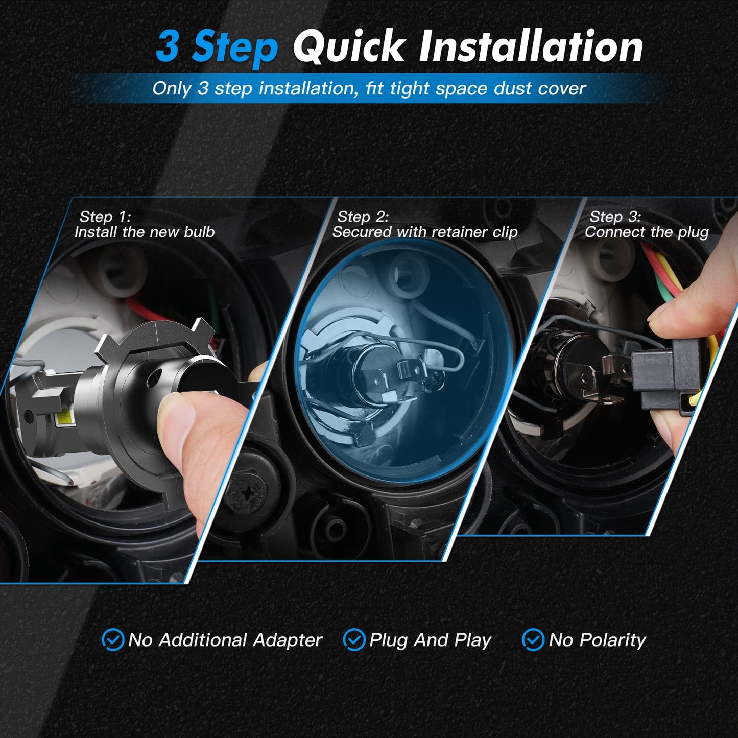 BEVINSEE Z26 HS1 H4 LED Motorcycle Headlight Bulbs Canbus White Light 70W 6000K