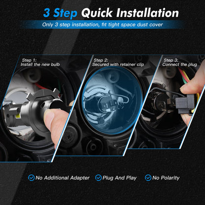 BEVINSEE Z26 HS1 H4 LED Motorcycle Headlight Bulbs Canbus White Light 70W 6000K