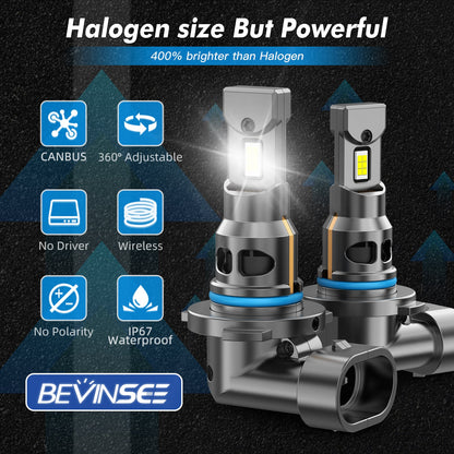 BEVINSEE Z26 HB4 9006 LED Headlight Bulbs High Low Beam 12000LM 6000K White