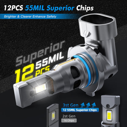 BEVINSEE Z26 HB4 9006 LED Headlight Bulbs High Low Beam 12000LM 6000K White