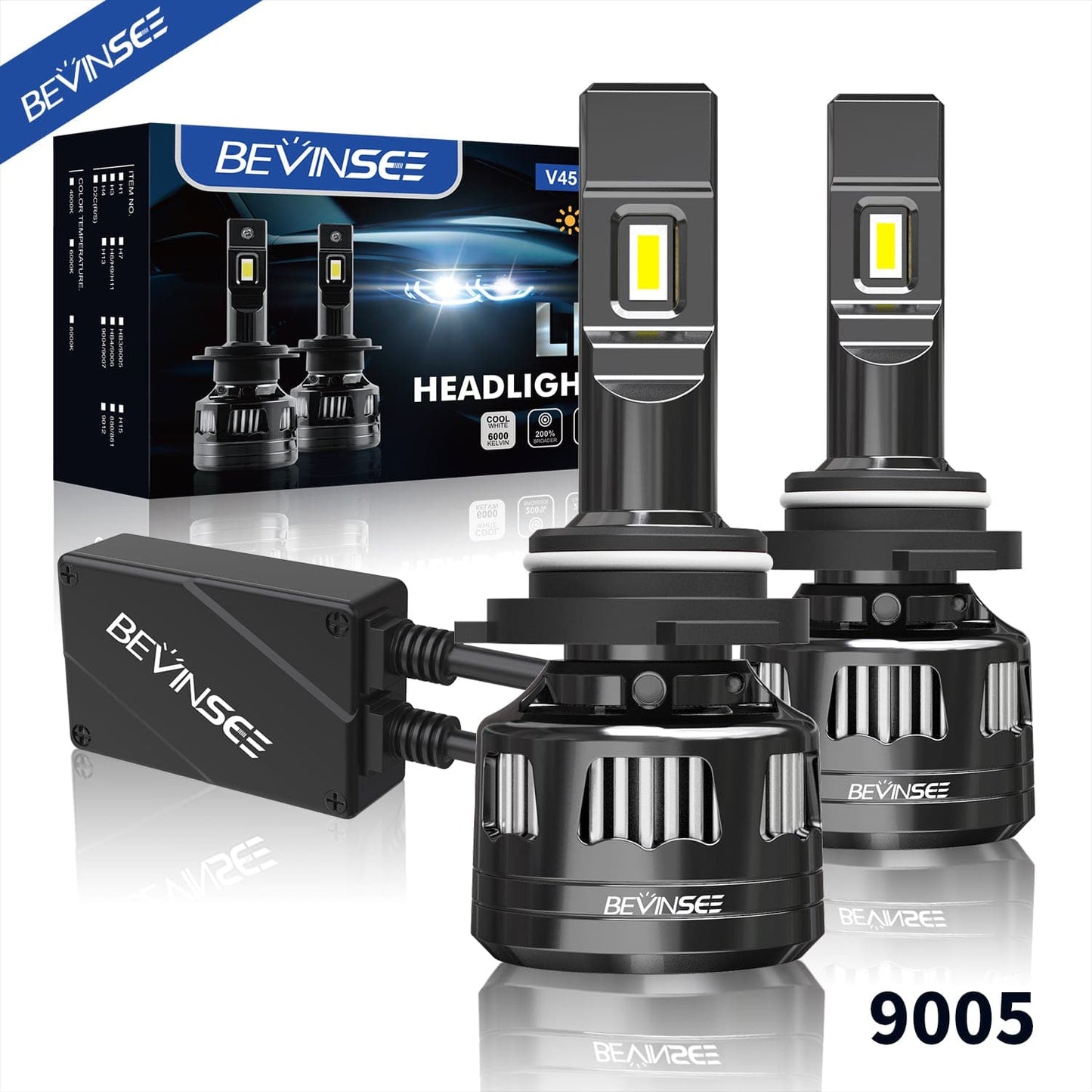 BEVINSEE V45 9005/HB3 Super Bright LED Headlight 6000K