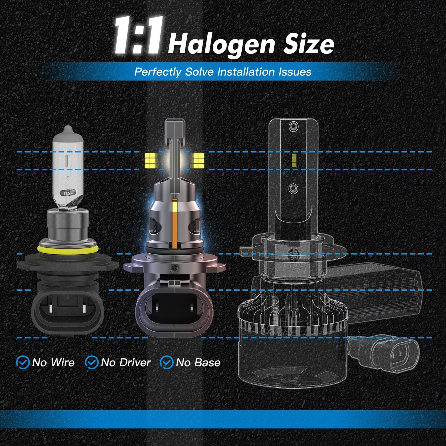 BEVINSEE Z26 9005 HB3 LED Headlight Globes Bulbs Kit High Low Beam 70W 6000K White