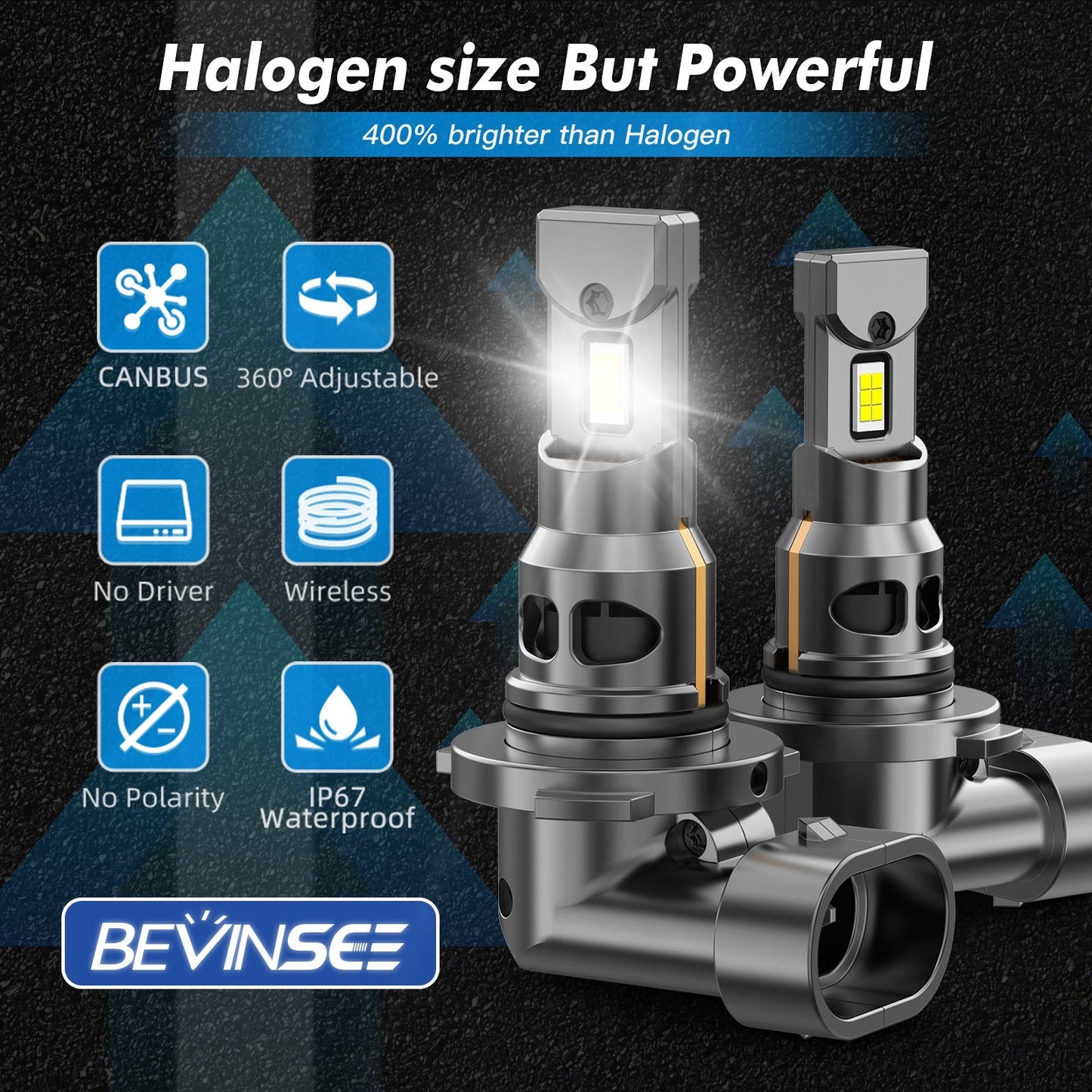 BEVINSEE Z26 9005 HB3 LED Headlight Globes Bulbs Kit High Low Beam 70W 6000K White