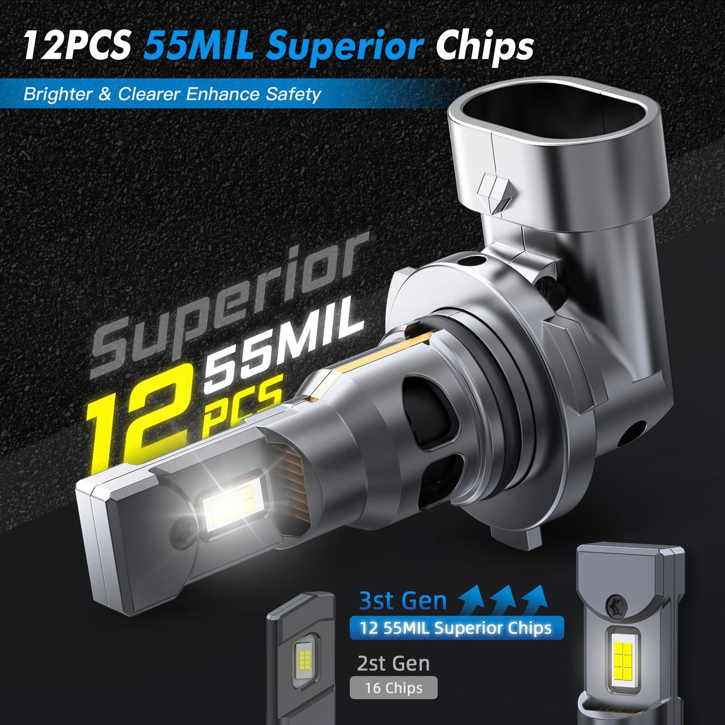 BEVINSEE Z26 9005 HB3 LED Headlight Globes Bulbs Kit High Low Beam 70W 6000K White